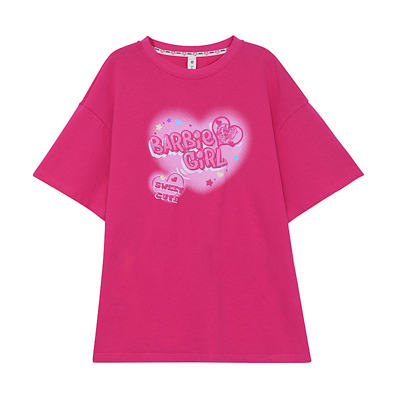 原创森女部落中长款短袖潮酷辣妹火龙果色显白t恤裙夏天衣服宽松