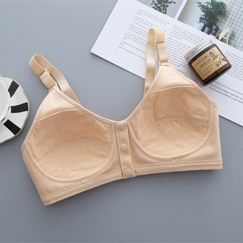100%纯棉前扣薄少女士内衣全棉100b105b110b中老年人学生文胸罩文胸