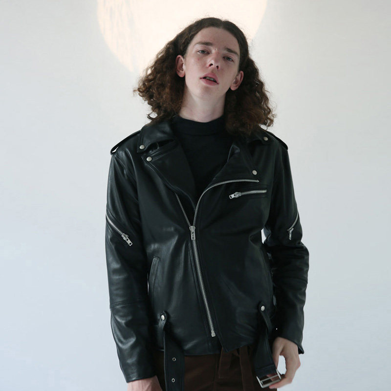 southpaw男装新品男款青年摇滚休闲羊皮机车皮衣皮衣