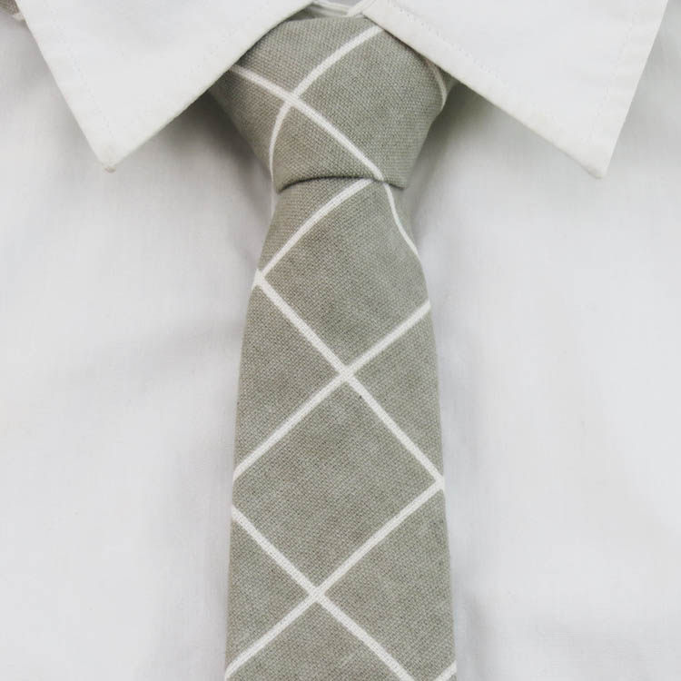 领带新款亚麻黑白白色三角菱形几何几何形形状领带