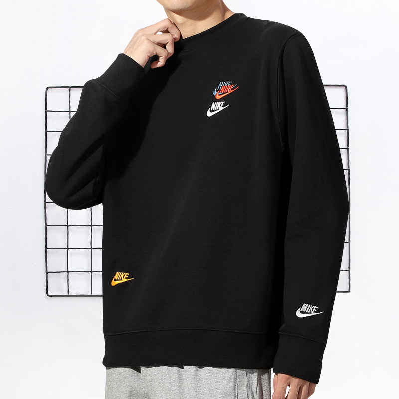 耐克卫衣男2021秋冬新款刺绣三勾运动服圆领休闲运动卫衣