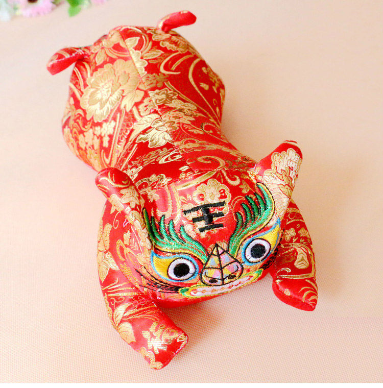 陕西民间工艺布老虎双头虎枕五毒布老虎玩偶男女宝宝玩具玩偶摆件