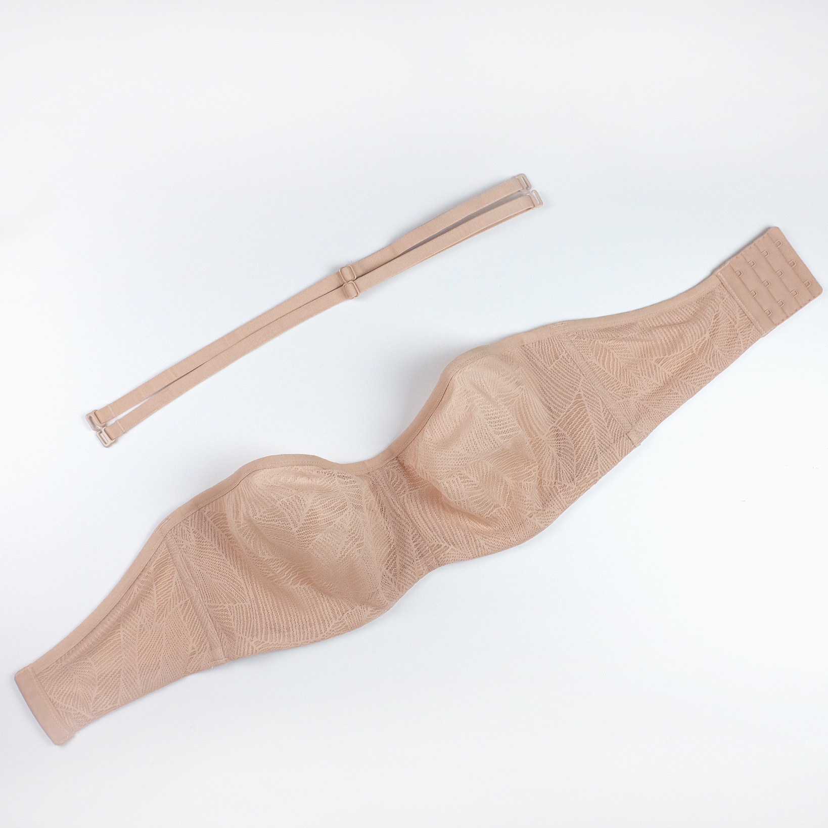 paramour超薄纱蕾丝抹胸大胸显小 无肩带文胸内衣不显胸防滑2019