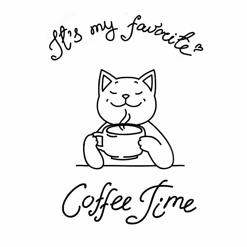 爱喝咖啡猫咪创意个性贴画咖啡馆餐厅甜品店铺橱窗墙贴