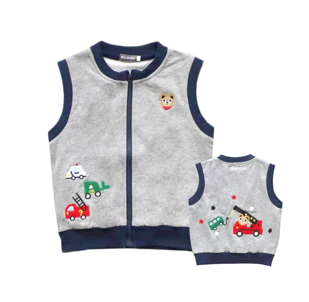 日单纯棉拉链外穿儿童坎肩棉毛宝宝春款马甲马甲