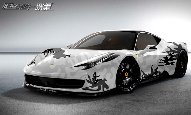 超跑涂鸦改色低粘法拉利定制迷彩汽车车身贴纸改色膜