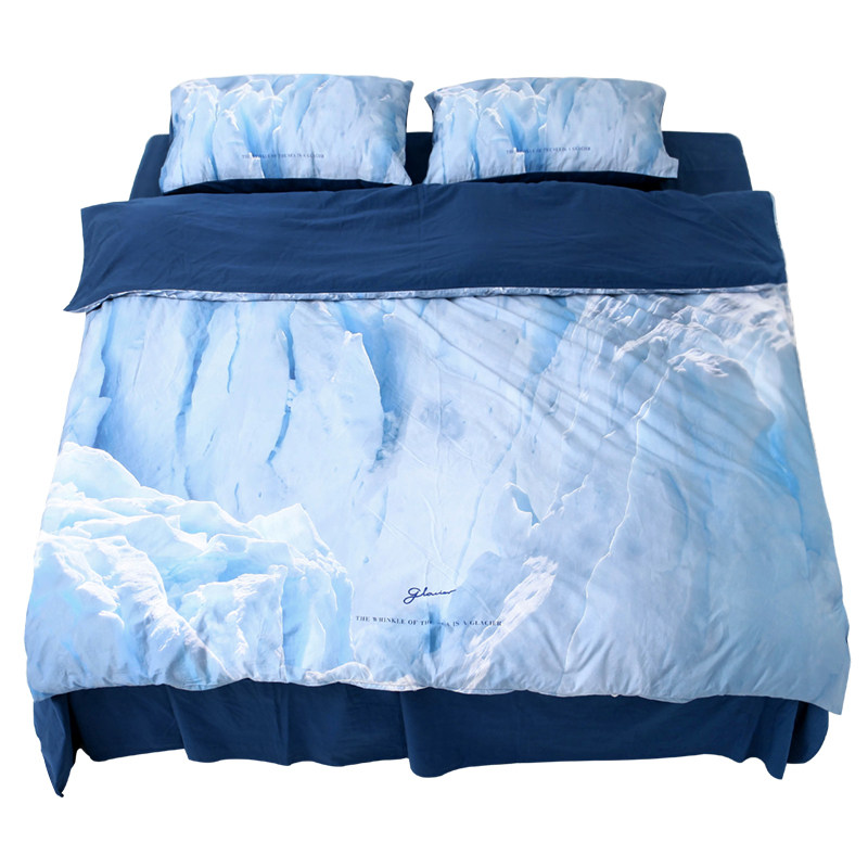 包邮lihome洛凡同款冰川四件套纯棉床上四件套冰川表情四件套1.8m