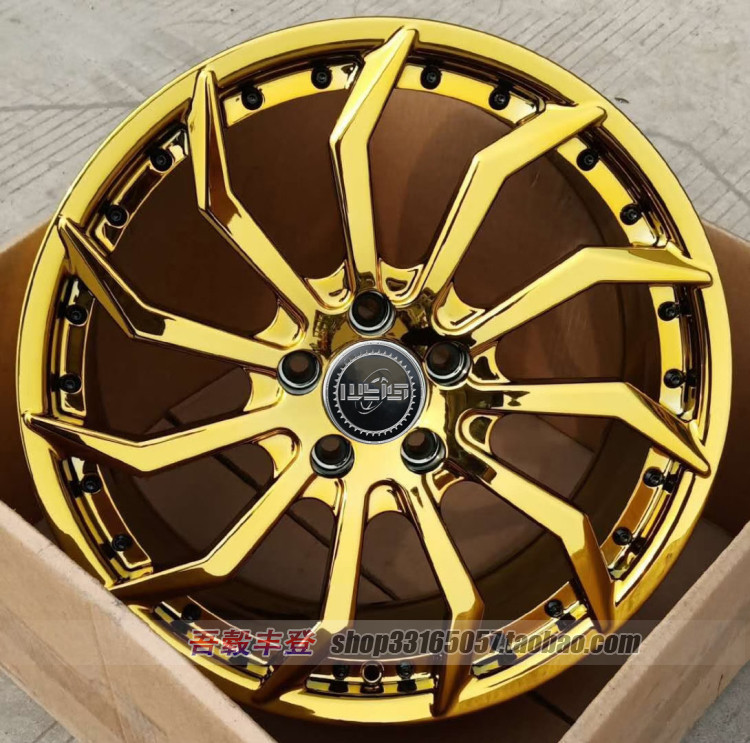 22寸适用宾利奔驰宝马劳斯莱斯法拉利金色电镀锻造轮毂