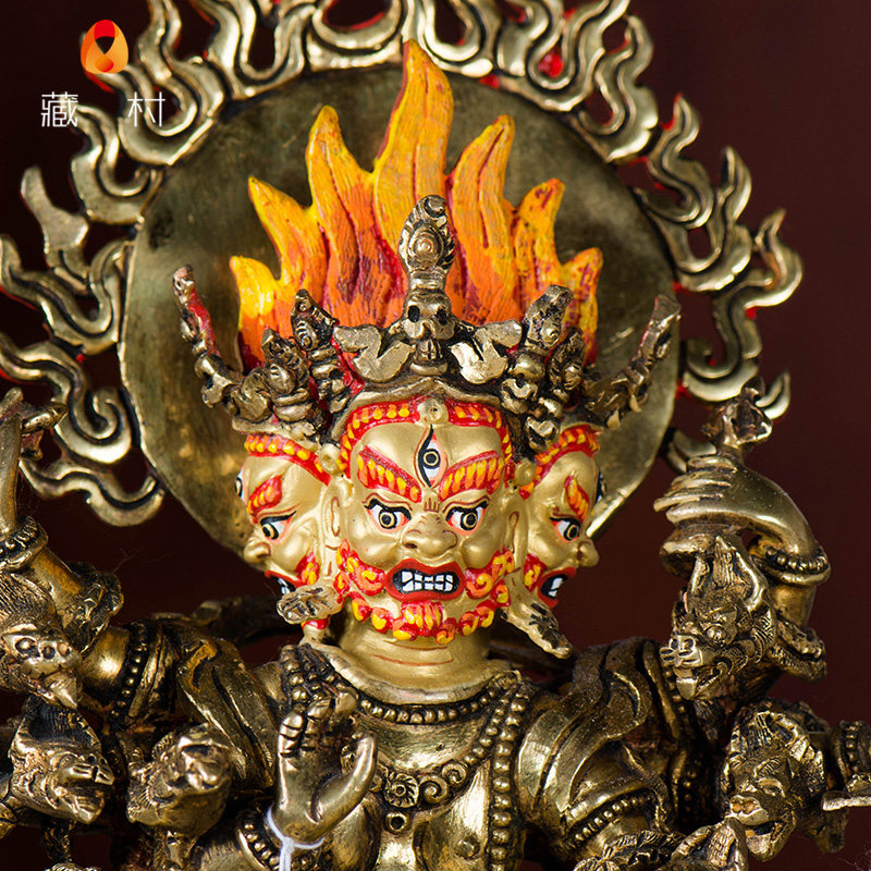 藏传佛教密宗摆件尼泊尔10寸铜全鎏金秽迹金刚佛像摆件