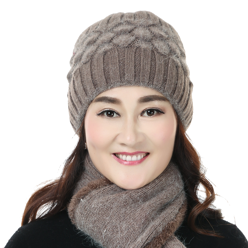 中老年人保暖冬季女帽老奶奶毛线兔毛羊毛混纺妈妈帽子