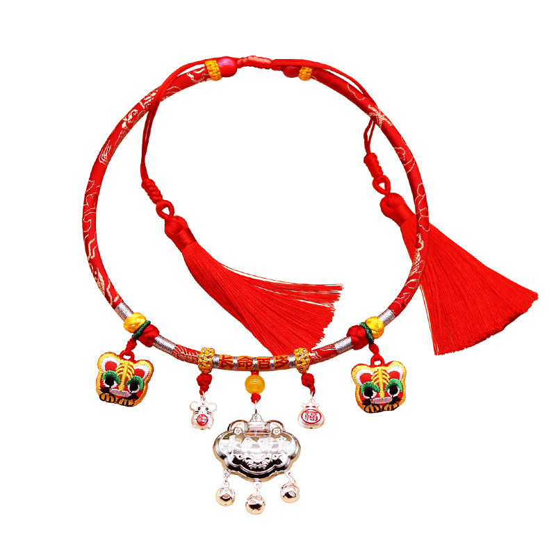 宝宝红绳婴儿周岁礼百天满月项链小孩编绳吊坠项链