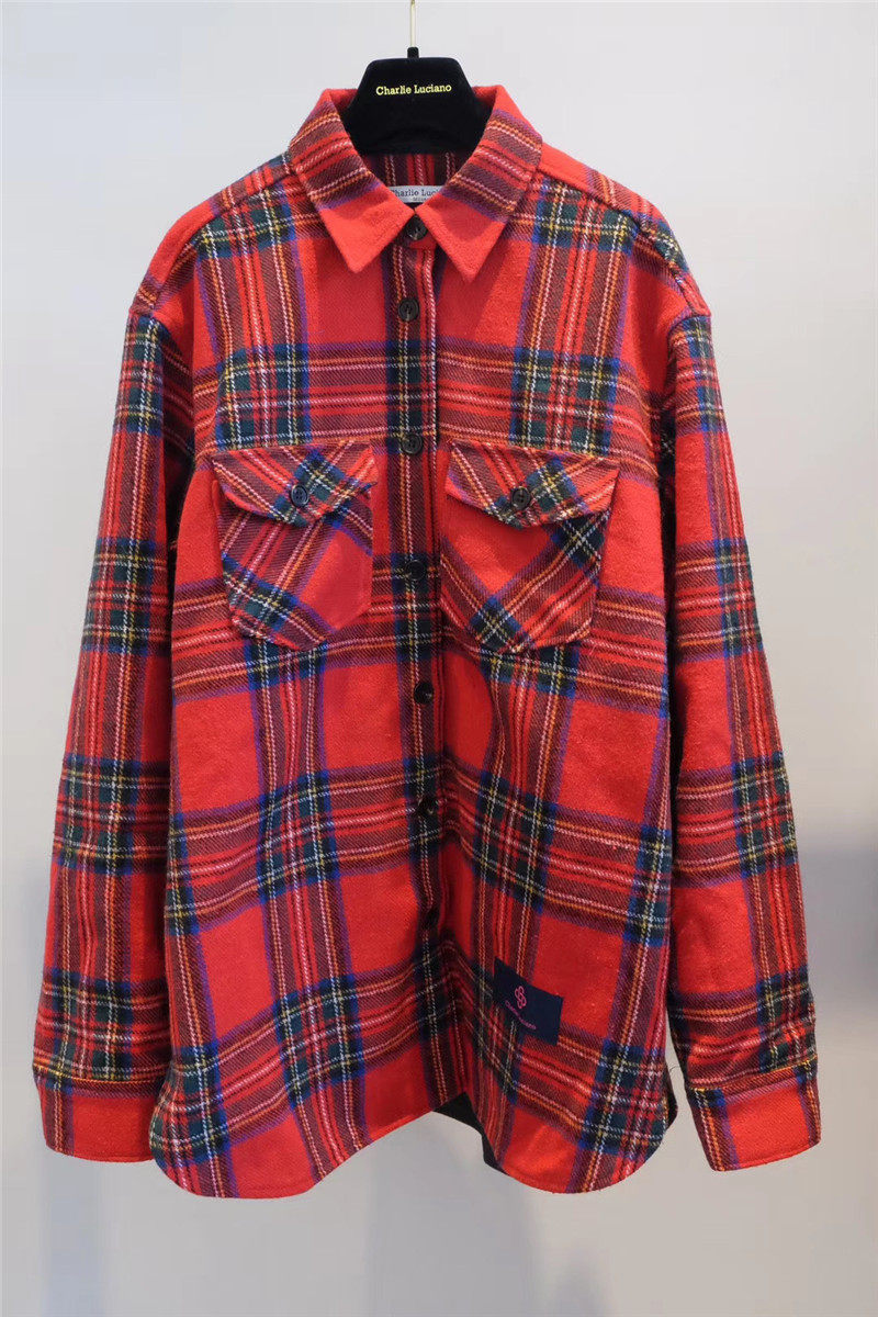 2ccm charlie luciano 秋冬新款四色法兰绒格纹衬衫外套