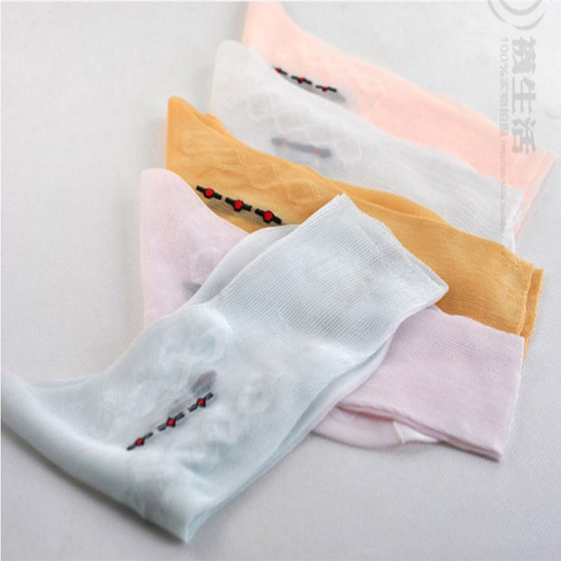 春夏季老式中老年人松口袜子中筒花纹女士宽口锦纶丝袜短袜超薄款