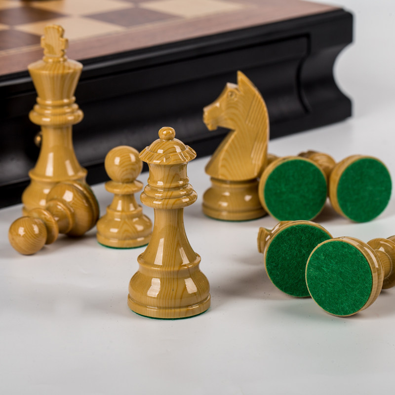 日耳曼骑士国际象棋双抽屉高档棋桌比赛专用加重型西洋棋飘窗摆件
