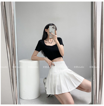 ສິ້ນເອີຣົບແລະອາເມລິກາ TB pleated skirt ທີ່ແທ້ຈິງພາກຮຽນ spring ແລະ summer skirt ແອວສູງ A-line ວິທະຍາໄລຊຸດຂອງແມ່ຍິງອຸປະກອນການຕ້ານການ exposure culottes