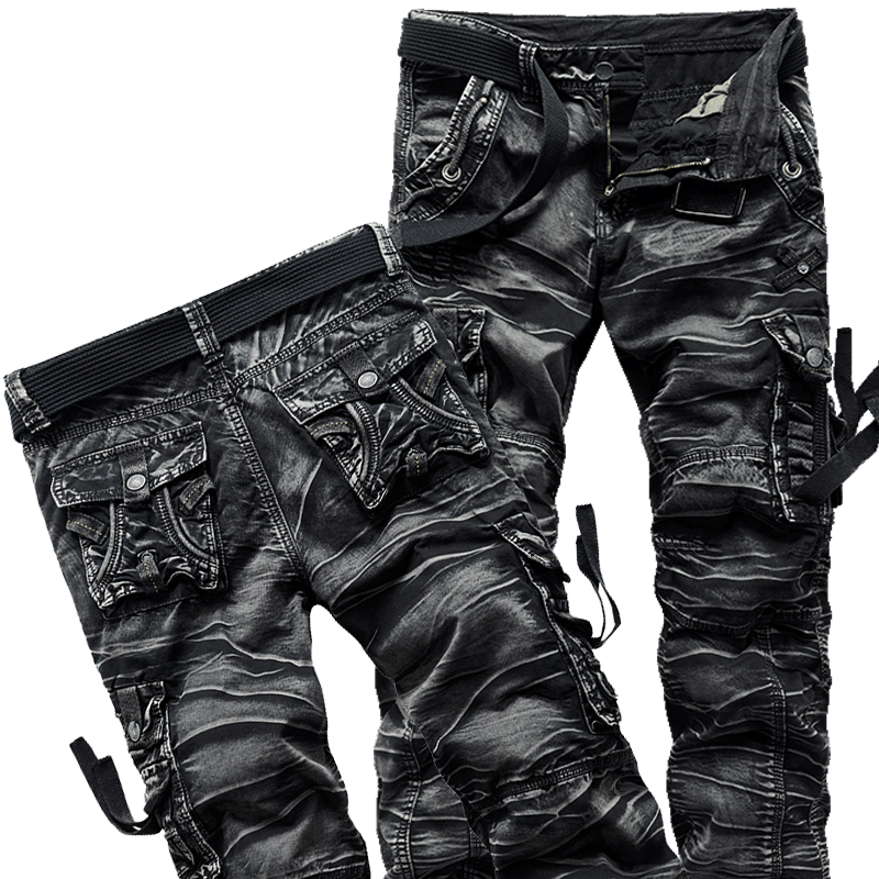 春秋户外男士迷彩裤美式飘带多口袋工装裤街舞裤宽松休闲裤潮牌裤