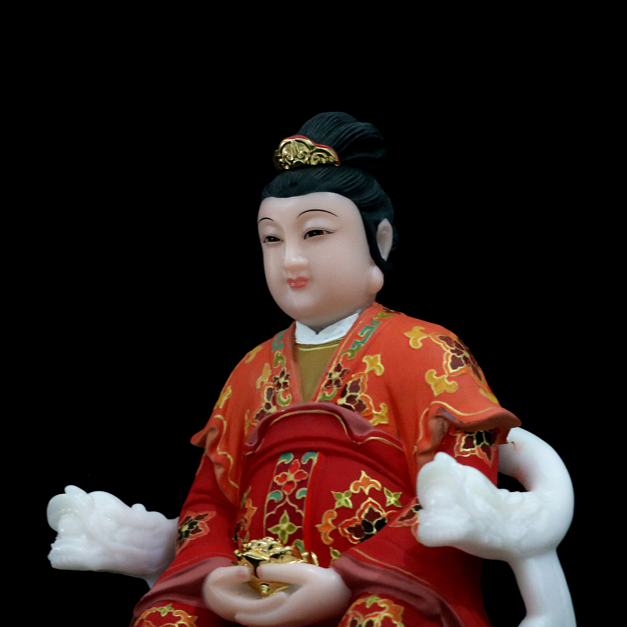 金花娘娘汉白玉婆婆神像教主夫人送子圣母佛像摆件