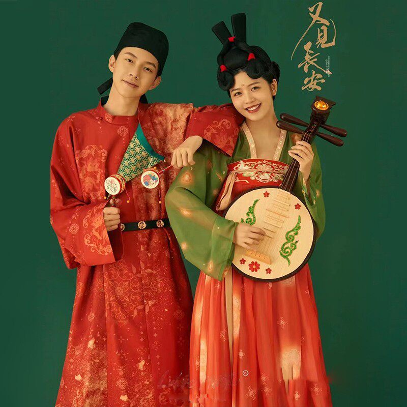 出租影楼写真唐宫夜宴复古唐朝汉服唐装男女情侣婚纱照演出服租赁