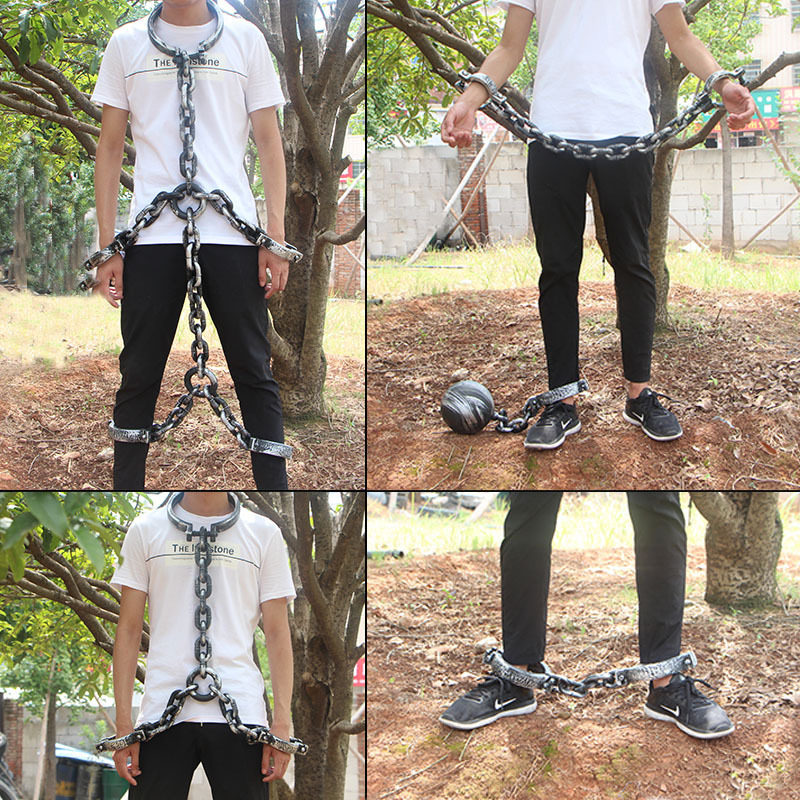 万圣节手链脚链配件手铐装饰用品脚铐塑料仿真囚犯其它