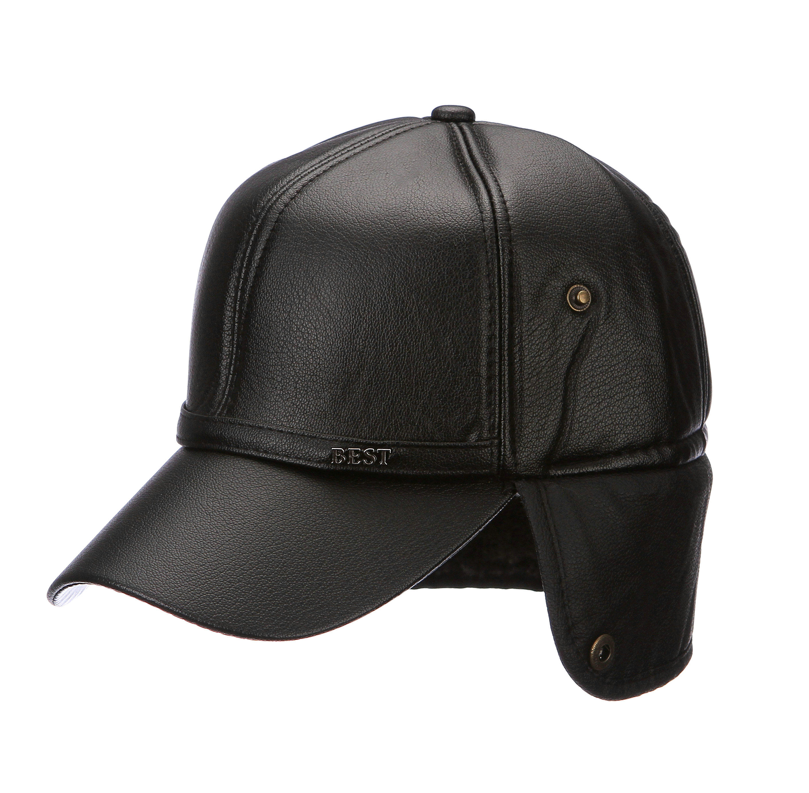 皮帽子男士冬季平顶帽老人中老年加绒加厚保暖鸭舌帽护耳爸爸爷爷