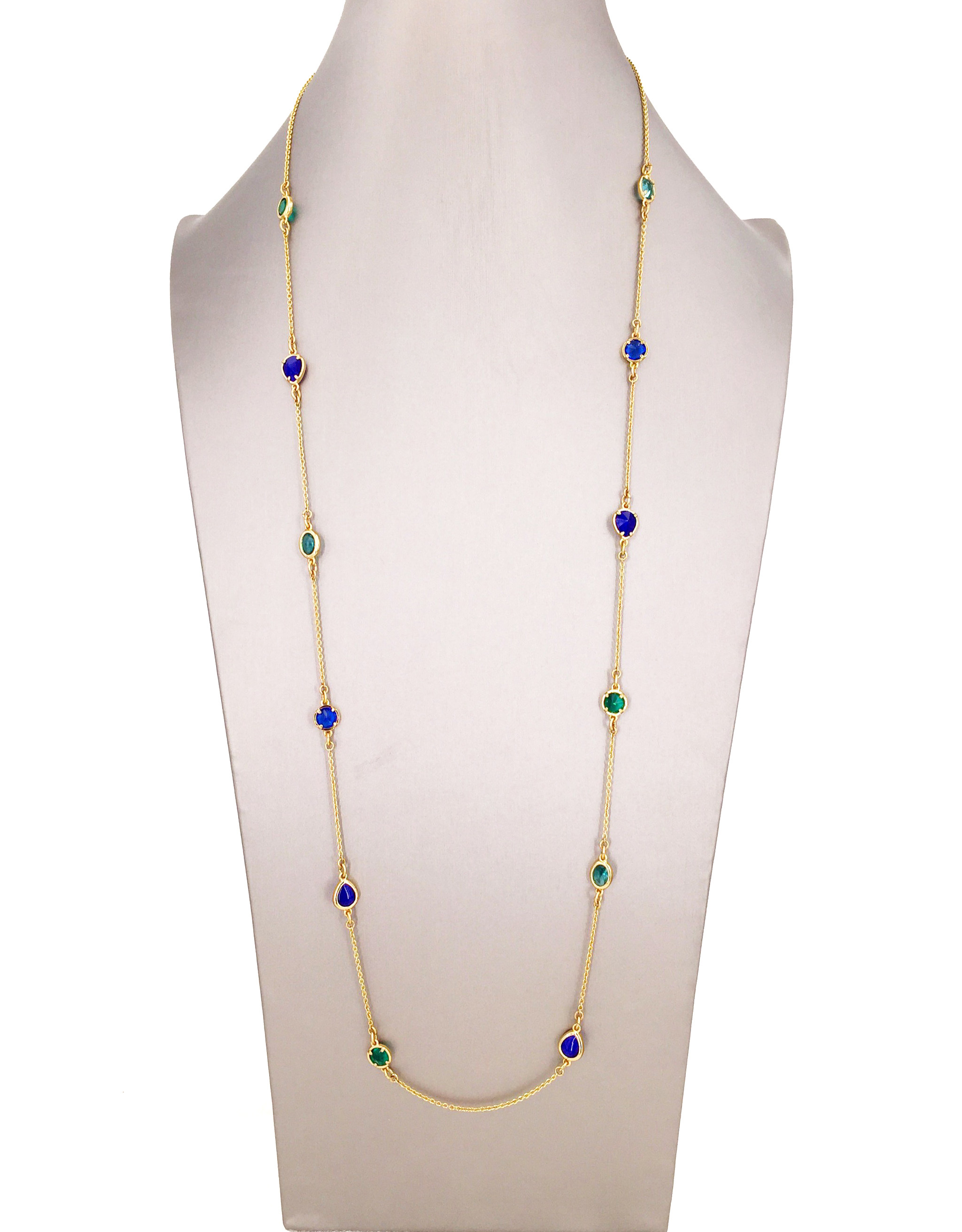 设计项链欧美小众时尚简约镶钻宝石长款配饰项链