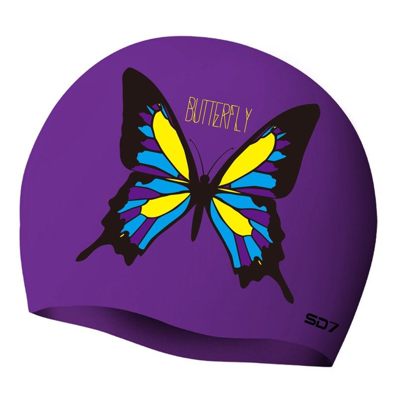 sd亲肤硅胶花色防水泳帽可爱甜美美系蝴蝶泳帽