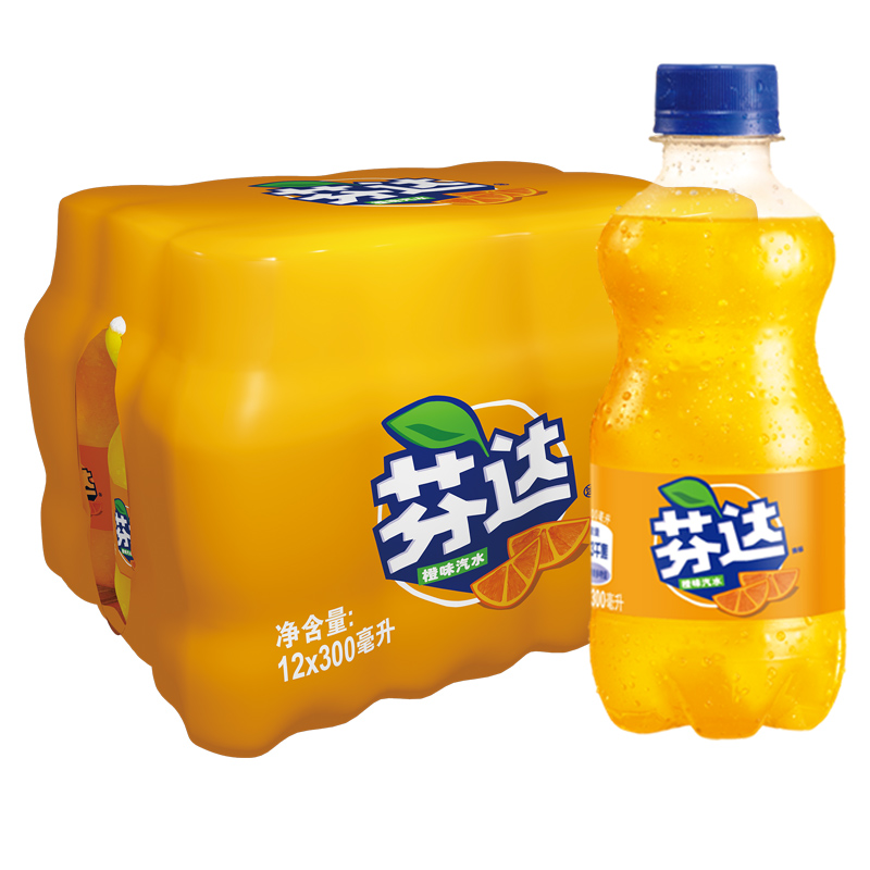 可口可乐出品品芬达橙汽水整箱300ml12瓶瓶装迷你碳酸饮料
