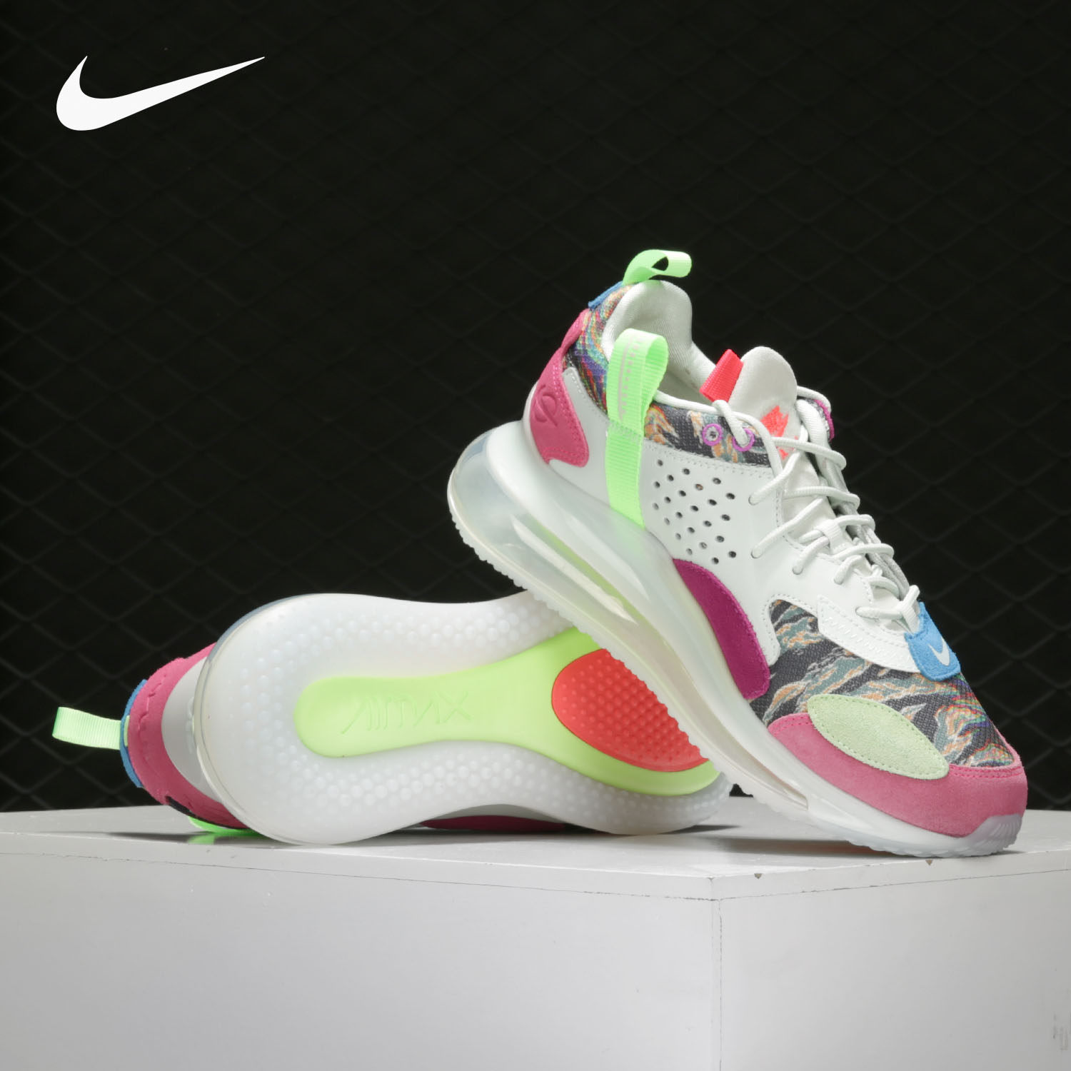 nike耐克正品airmaxobj粉彩彩虹男子男子气跑步鞋