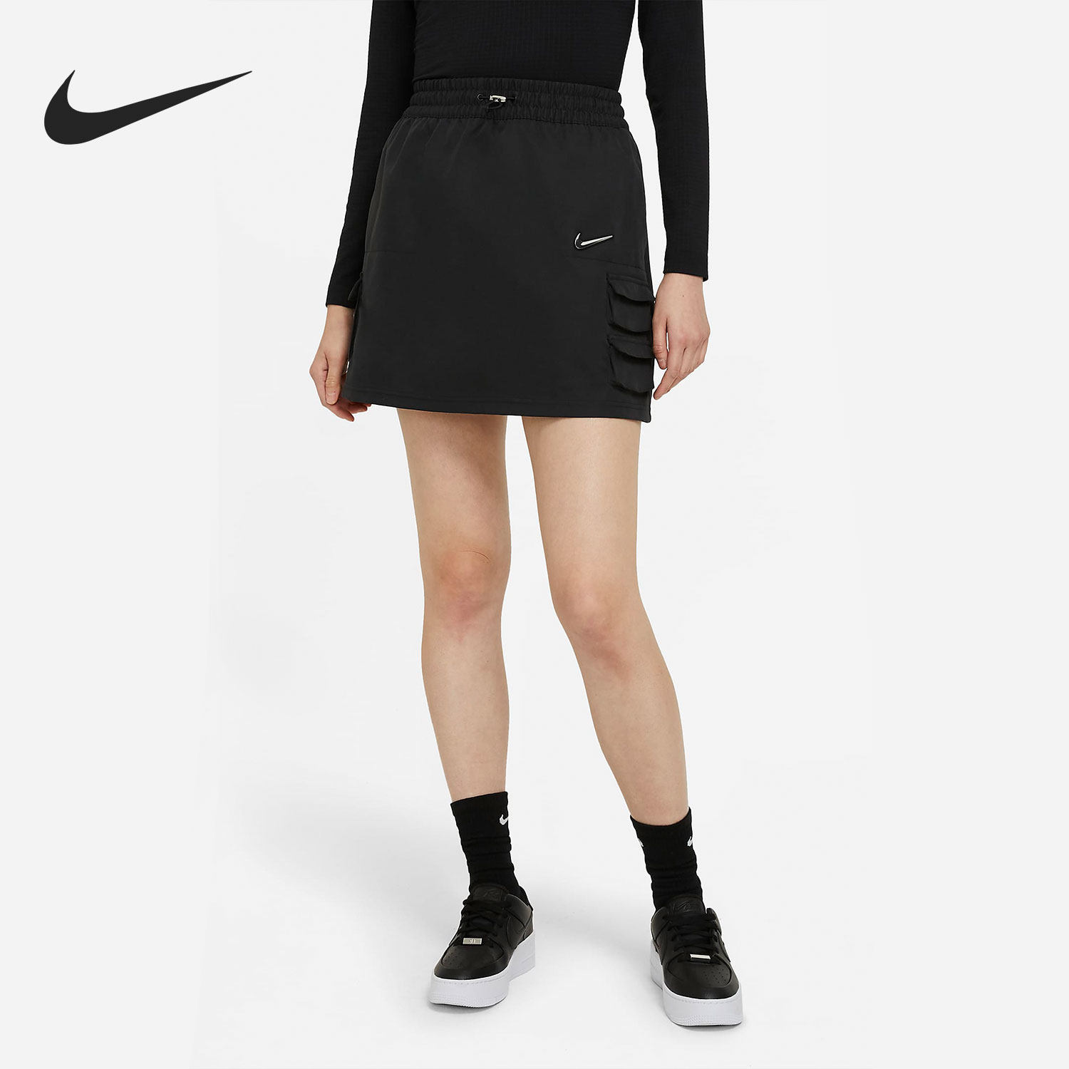 nike耐克正品nikesportswearswoosh女子时尚短包臀裙运动半身裙
