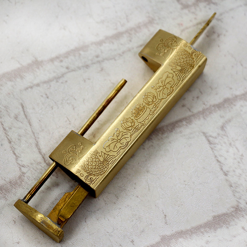 中式锁仿古铜锁横挂锁木箱纯铜老老老式小头家具锁