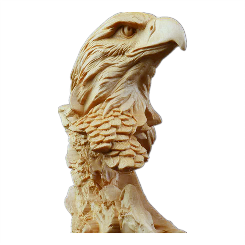 桧木雕刻老鹰摆件底座办公室家居装饰招财开业乔迁木雕