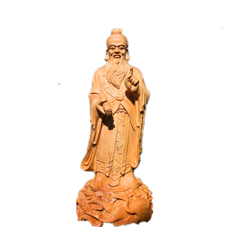 黄杨木雕老子传道一指问天摆件实木雕刻人物木雕