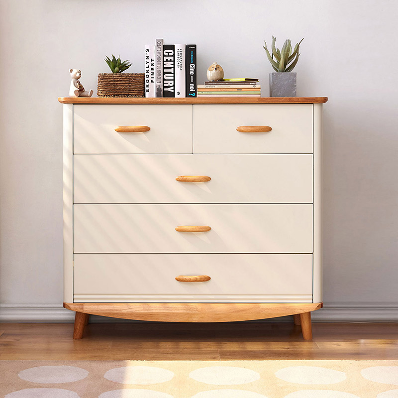 林氏木业北欧客厅靠墙斗橱实木五斗柜多功能卧室收纳斗柜