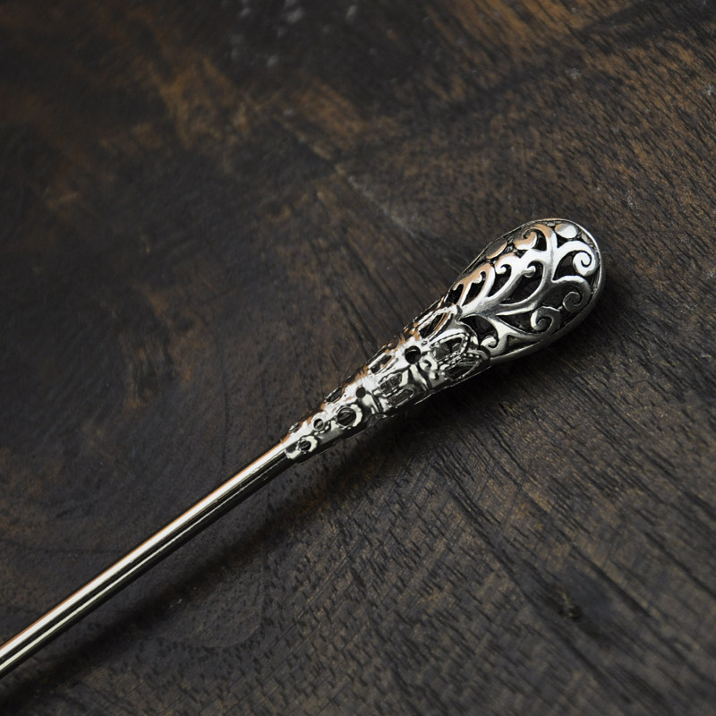 复古发饰苗银镂空水滴古典发簪女款 流苏步摇盘发民族风原创饰品