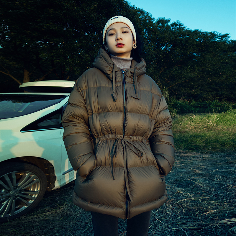 羽物高端95%白鹅绒服冬季大码收腰超厚超轻中长款加厚羽绒服女