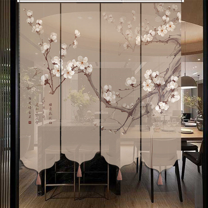 紫色唯美特色卷帘隔断窗帘卷拉玄关卷帘