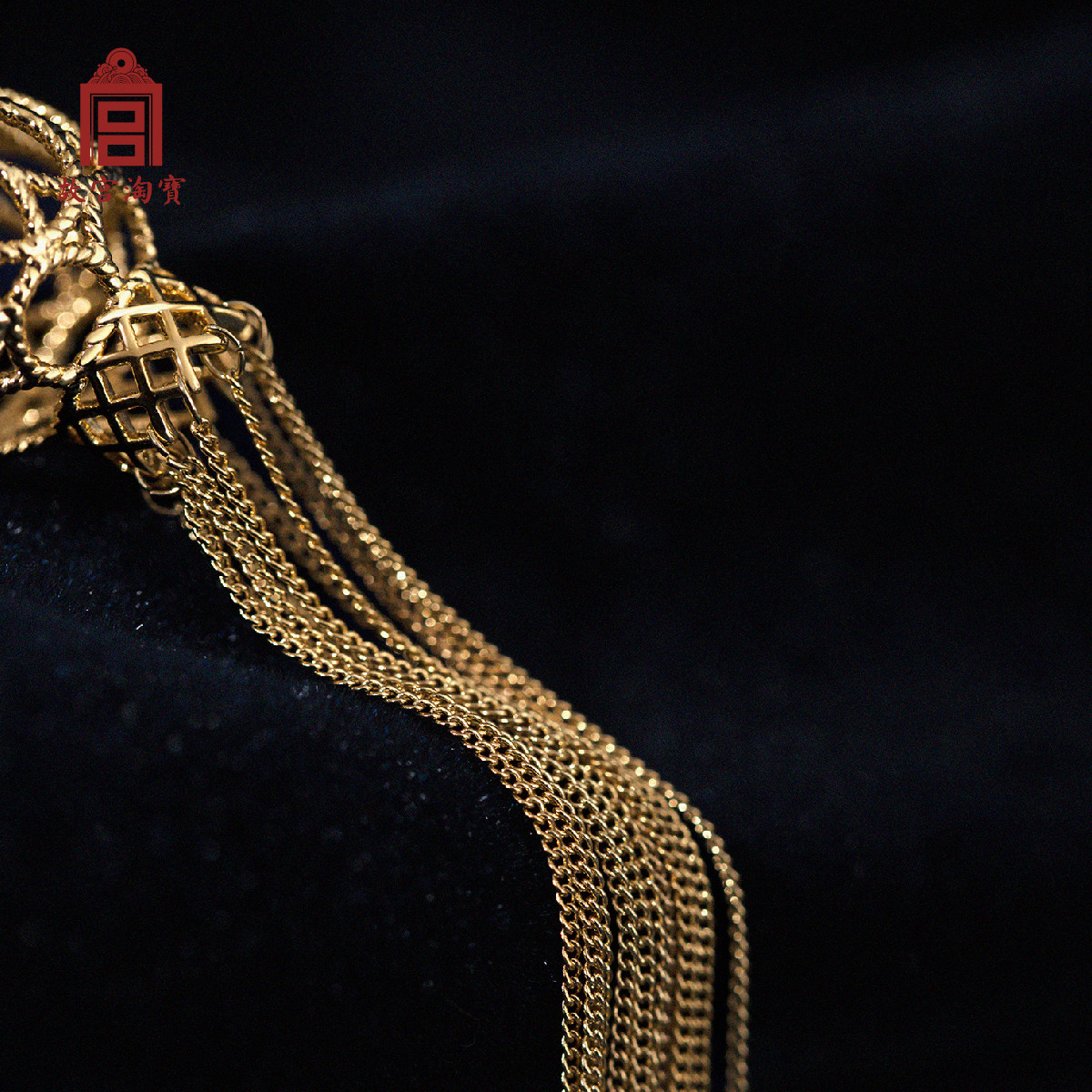 【故宫淘宝】蛾儿雪柳黄金缕-复古风华丽宫灯耳饰汉服镀18k黄金