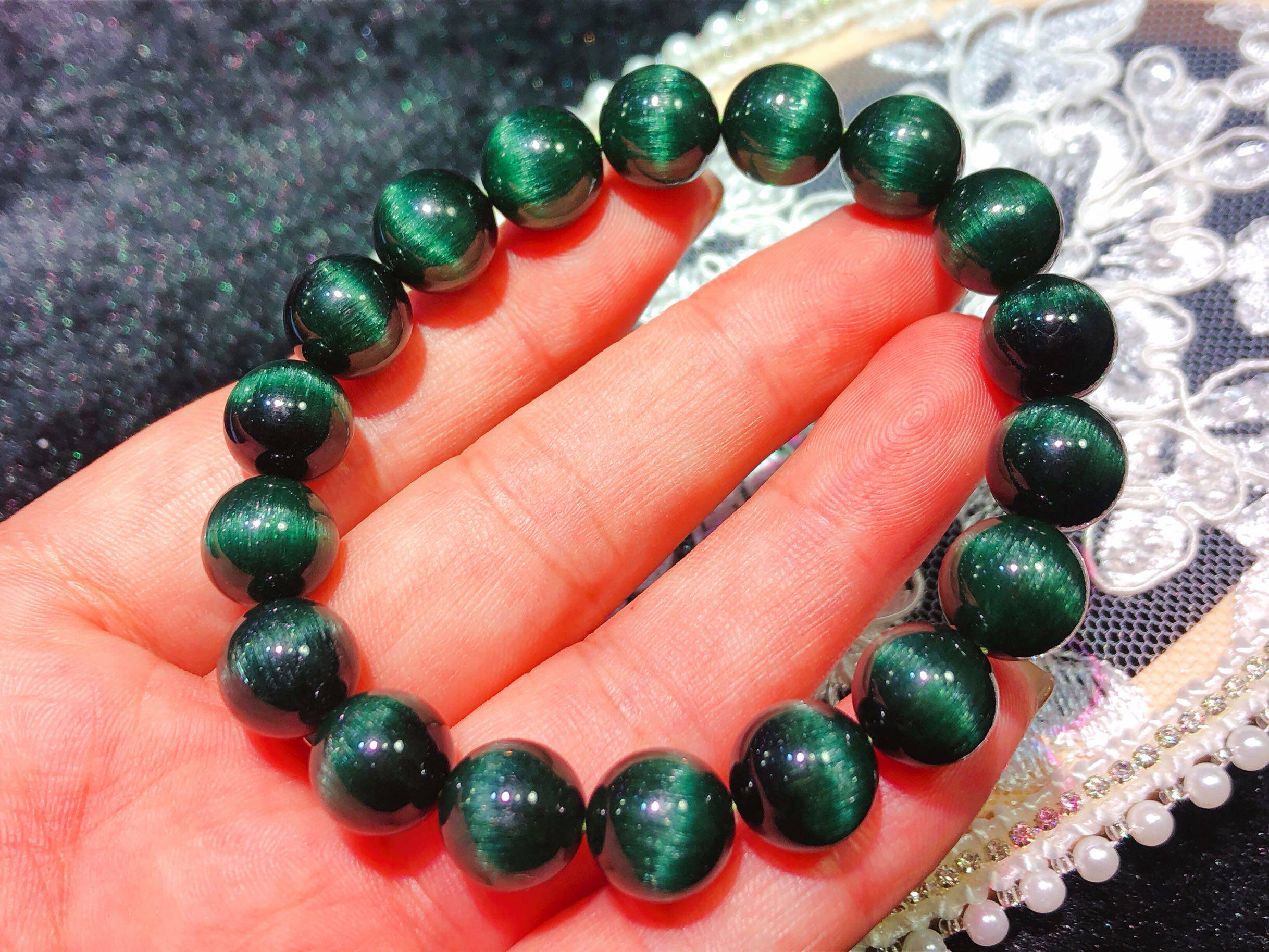 一图一物镇店之宝猫眼碧玺手链108mm女款手串手链