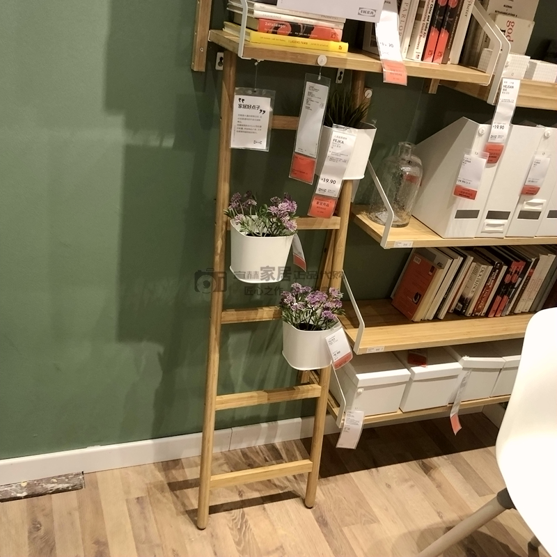 宜家家居ikea沙图玛斯五位花架竹子白色花架子花盆花架