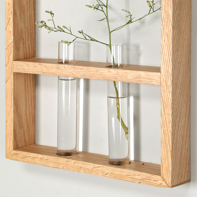 墙上壁挂日式花插胡桃木装饰品仿真摆件实木墙壁壁饰