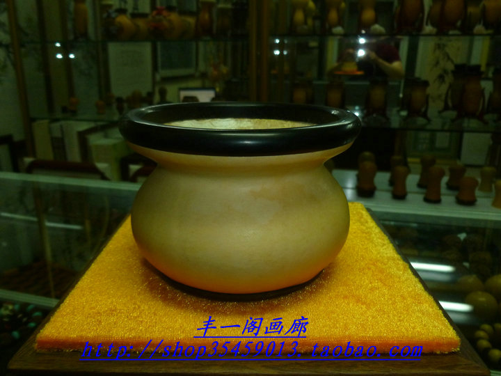 一阁文玩精品紫檀镶口底素葫芦香炉匏器摆件葫芦