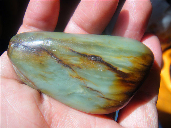 103克新疆和田玉籽沙枣直闪石原石玩料珠宝奇石