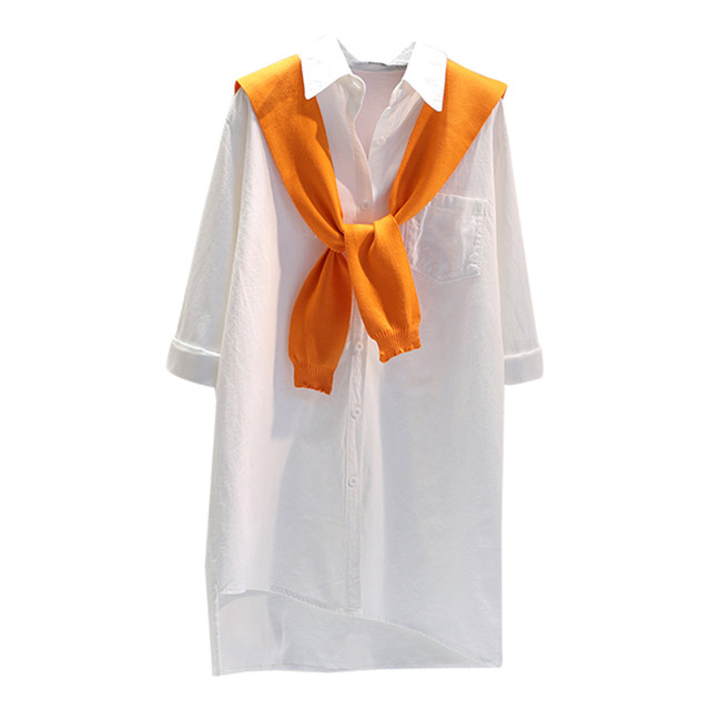 Two-piece shirt skirt female 2020 autumn new Korean loose casual shirt with shawl thin coat tide Two-piece shirt skirt female 2020 autumn new Korean loose casual shirt with shawl thin coat tide