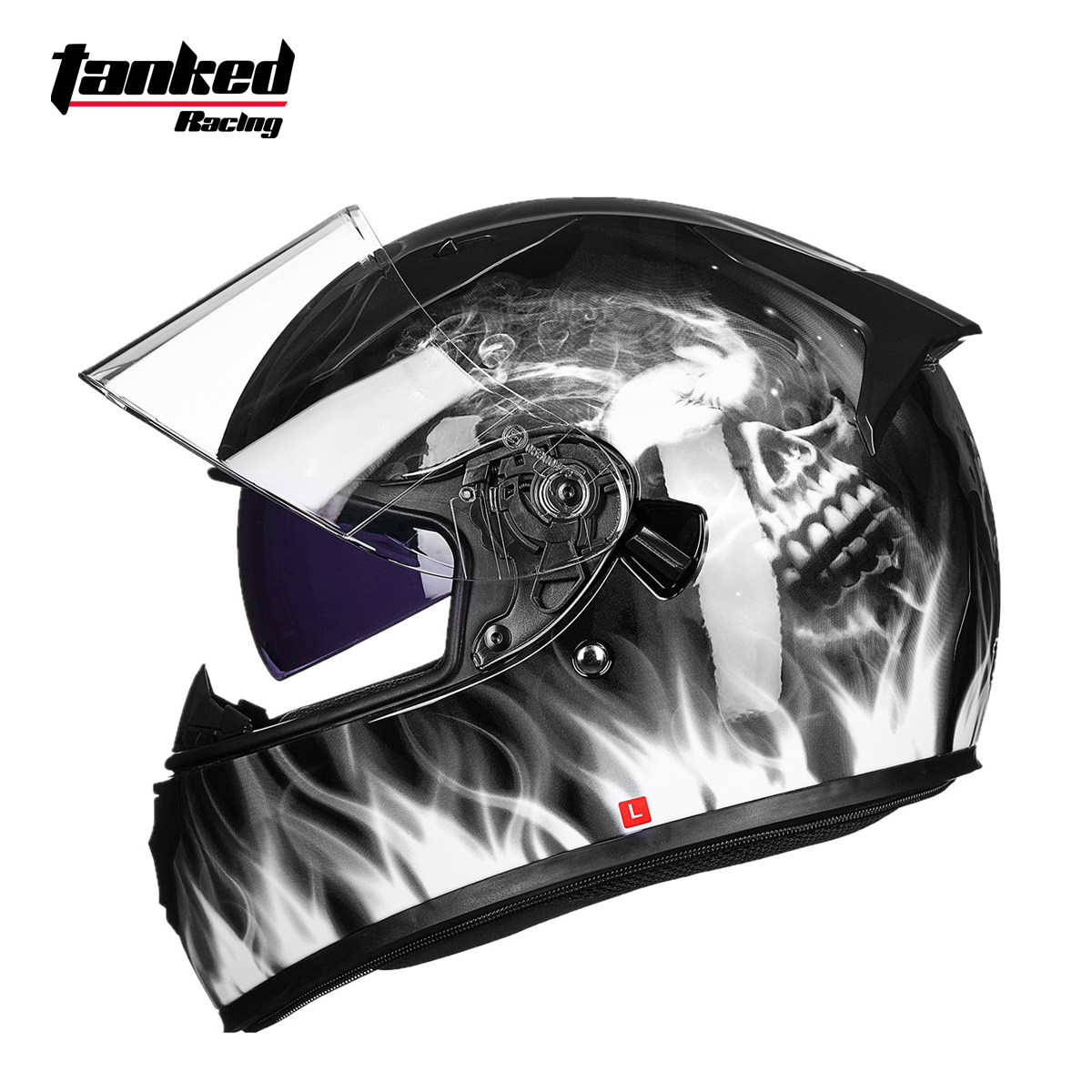 坦克tankedracing摩托车头盔男女夏季防雾全盔镜片摩托车头盔