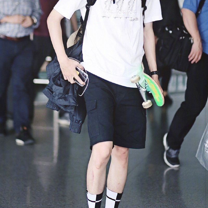 王一博嘻哈潮牌男潮工装短裤休闲运动阔腿宽松裤女休闲裤