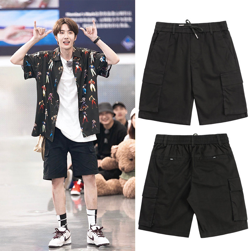 王一博嘻哈潮牌男潮工装短裤休闲运动阔腿宽松裤女休闲裤