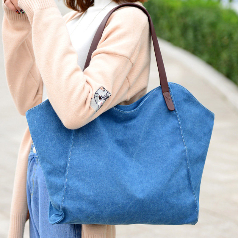 文艺复古帆布包女包休闲手提包大容量简约百搭单肩包时尚女包大包