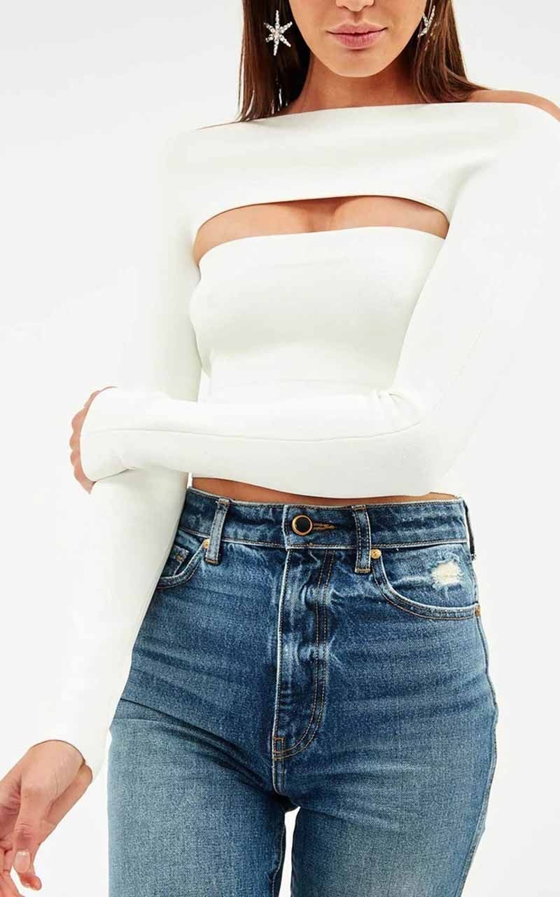 新款小香长袖性感绷带上衣bandagedress夜店敬酒礼服