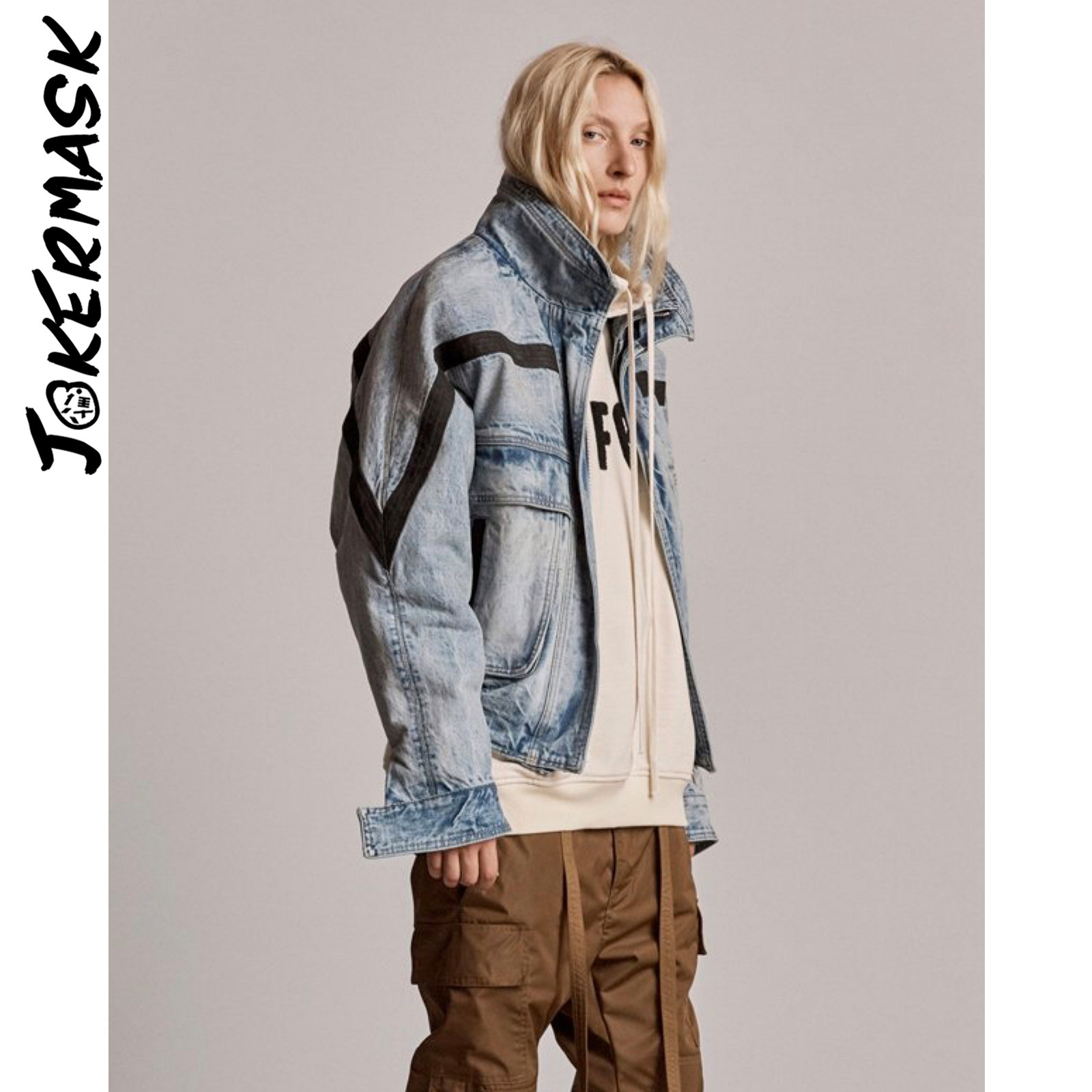 fog做旧夹克衣夹牛仔复古高街丹宁破坏水洗夹克