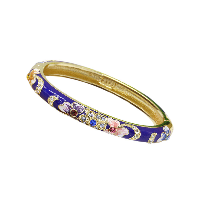 正宗铜胎北京景泰蓝珐琅手镯七宝女子细小小圈手镯